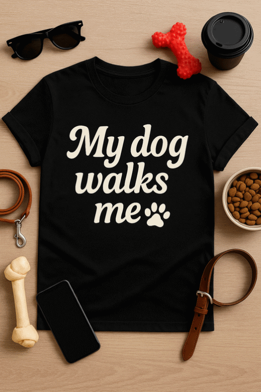 Dog walking shirt, pet owner gift, casual dog lover tee, funny dog quote t-shirt, pet accessories, dog-themed apparel, dog owner fashion, casual pet shirt, pet memory gift, casual dog walking tee.
