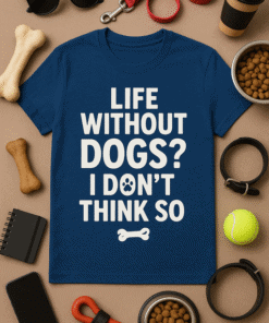 1. Dog lover T-shirt with humorous quote about life without dogs and bone graphic.