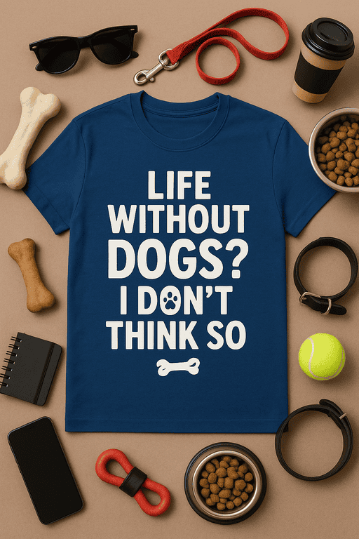1. Dog lover T-shirt with humorous quote about life without dogs and bone graphic.