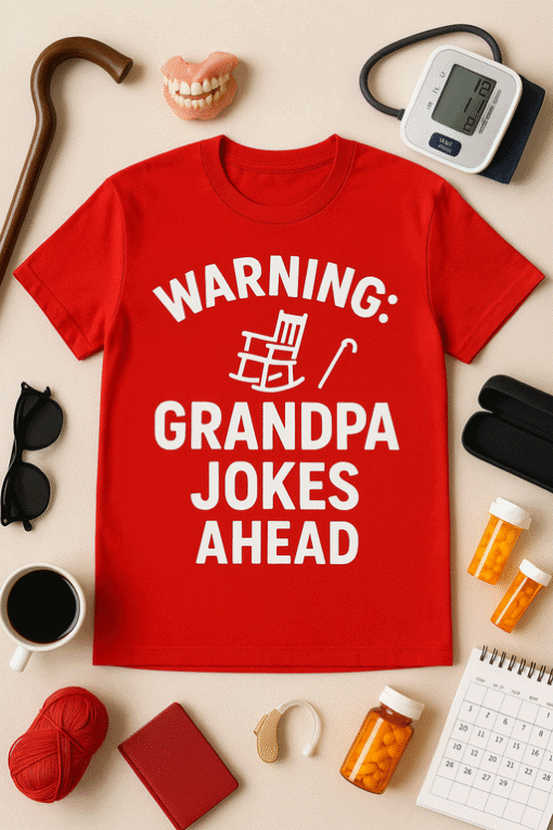 Funny grandpa joke t-shirt for seniors, humor, and family graphic tee for men and women.