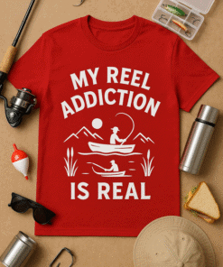 Fishing reel addiction t-shirt, fishing gear, outdoor fishing, fishing apparel, reel obsession, anglers gift, fishing lover.