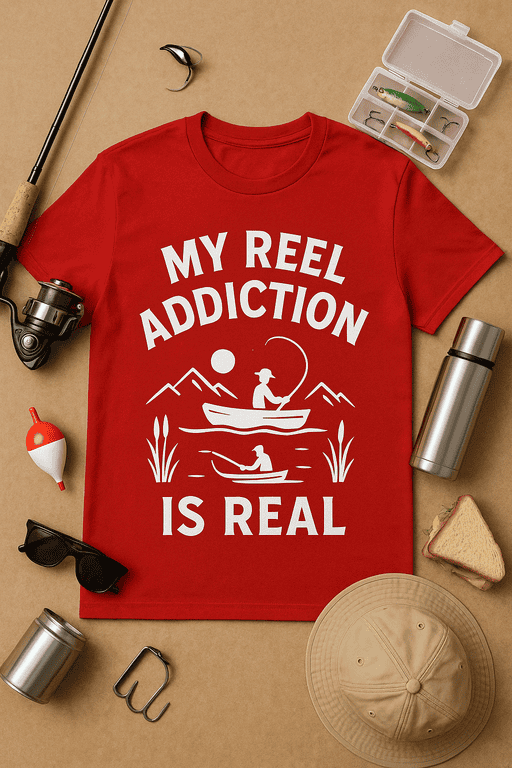 Fishing reel addiction t-shirt, fishing gear, outdoor fishing, fishing apparel, reel obsession, anglers gift, fishing lover.