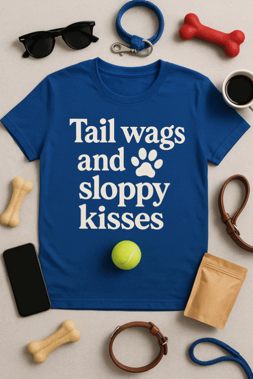 Tail wag and sloppy kisses funny dog lover t-shirt.
