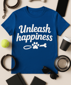 Unleash happiness dog pet themed t-shirt for dog lovers and pet owners.