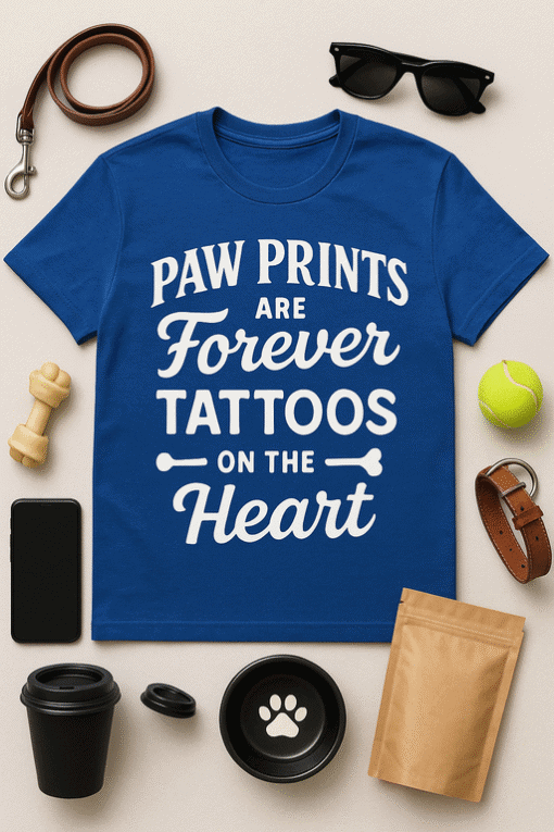 Paw prints humorous T-shirt for dog lovers, unique pet design, perfect gift for dog owners and animal enthusiasts.