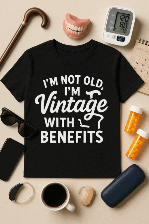 Aging humor vintage T-shirt for men and women, perfect for retro gift ideas and humorous fashion.