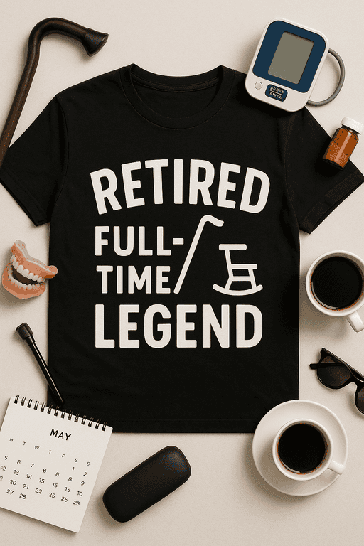 Retired full-time legend T-shirt design for seniors and special occasion gifts.