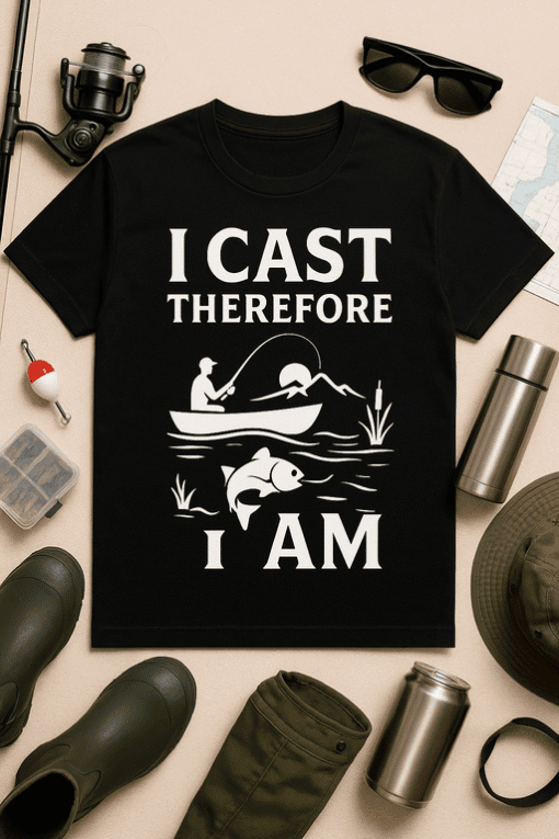 Fishing T-shirt with humorous text and fish graphic, perfect for outdoor and fishing enthusiasts.