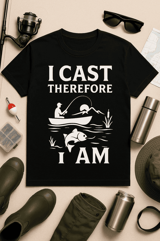 Fishing T-shirt with humorous text and fish graphic, perfect for outdoor and fishing enthusiasts.