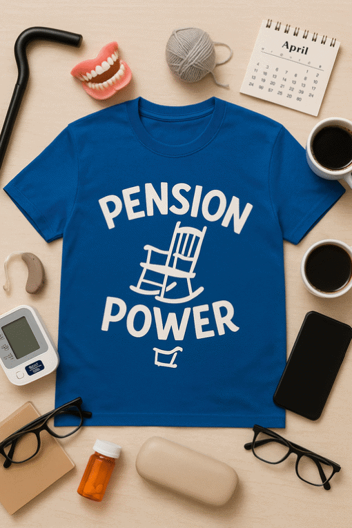 Enjoy your retirement with fun and comfortable "Pension Power" T-shirt designs for seniors. Perfect for gifting or personal wear.