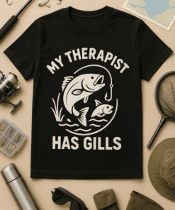 1. Funny fishing t-shirt with gills quote, perfect for anglers and fishing enthusiasts.