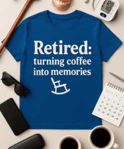 Coffee retirement T-shirt with funny quote for coffee lovers and retirees.