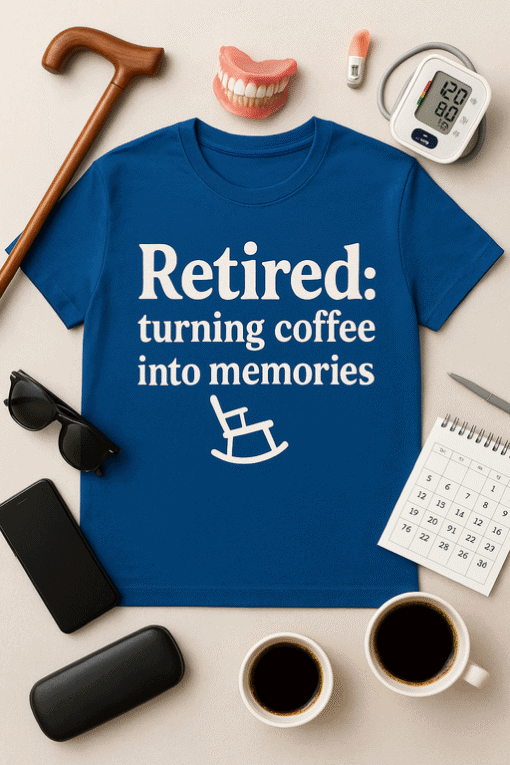 Coffee retirement T-shirt with funny quote for coffee lovers and retirees.