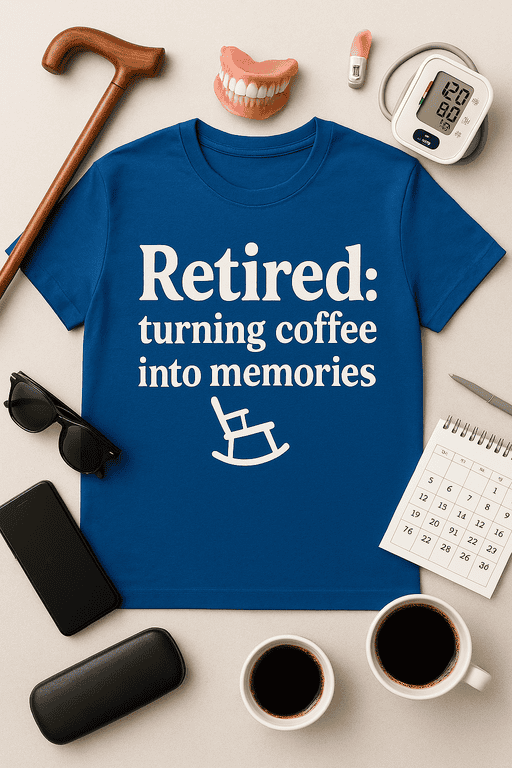 Coffee retirement T-shirt with funny quote for coffee lovers and retirees.