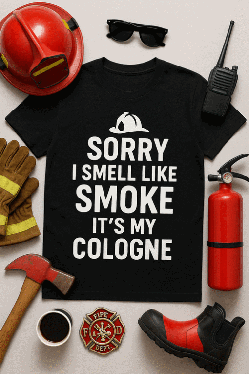 Firefighter safety t-shirt with smokey humor design for rescue crew gifts.