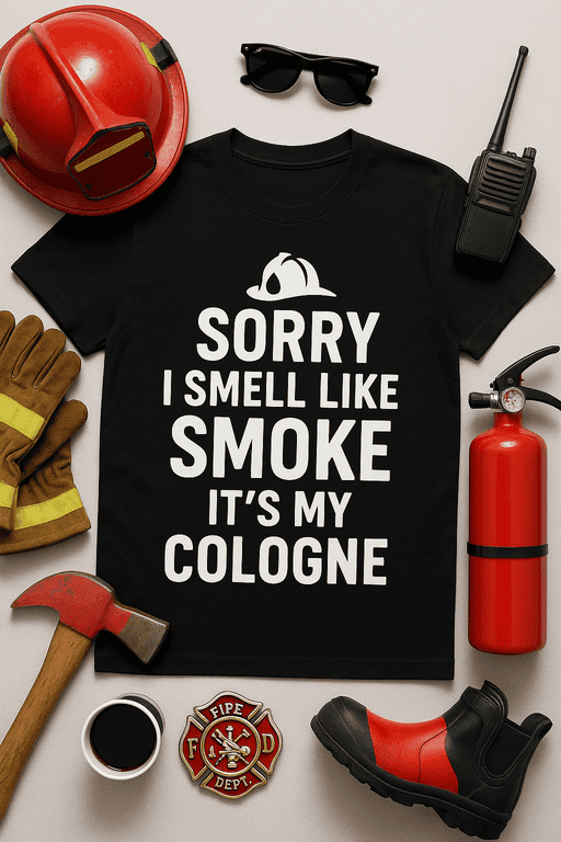 Firefighter safety t-shirt with smokey humor design for rescue crew gifts.