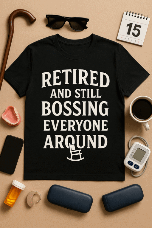 Relaxed retired humor T-shirt for men or women, vintage style, funny retirement gift idea.