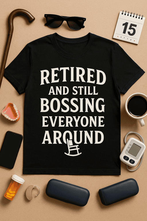 Relaxed retired humor T-shirt for men or women, vintage style, funny retirement gift idea.