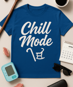Relaxed casual outfit, summer essentials, humor, outdoor activities, comfortable clothing, funny T-shirt, leisure, relaxing mode, cozy style, trendy apparel.