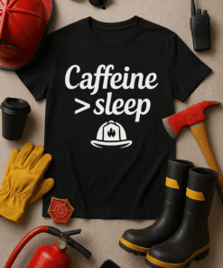 Caffeine > Sleep T-shirt for coffee lovers and early risers, funny graphic tee for daily energy boost.