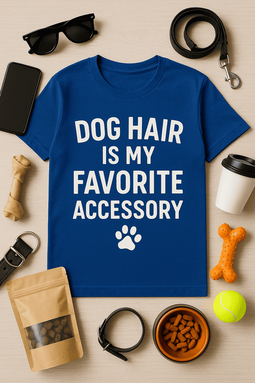 Dog hair funny t-shirt for dog lovers, casual wear, pet owner gift idea.
