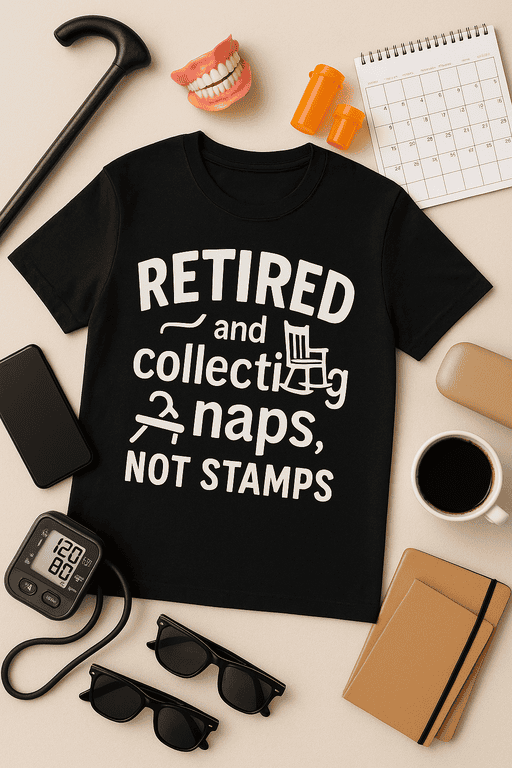 Comfortable retired humor t-shirt for leisure and relaxation. Perfect gift for retirees, featuring funny design and casual style.