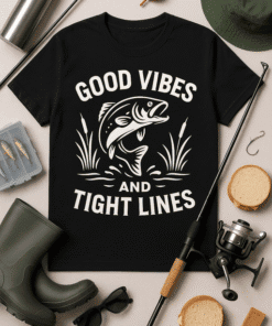Perfect Vibes fishing t-shirt with catchy slogan for fishing enthusiasts and anglers. Great gift for fishing lovers.
