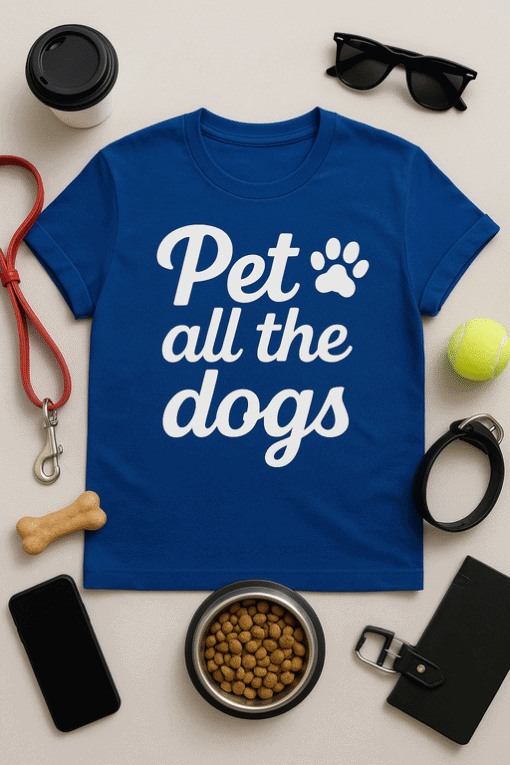 Pet all the dogs t-shirt, dog lover gift, casual wear for pet owners and dog enthusiasts.
