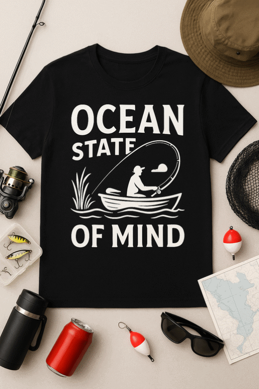 Relaxed fit ocean-themed fishing t-shirt for men and women, perfect for beach and nature lovers.