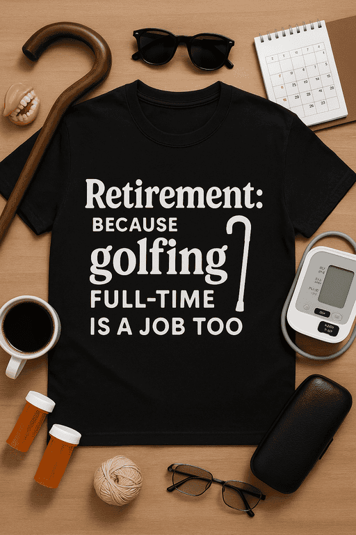 Retirement golf t-shirt for golf lovers, fun retirement gift, golf enthusiast apparel.