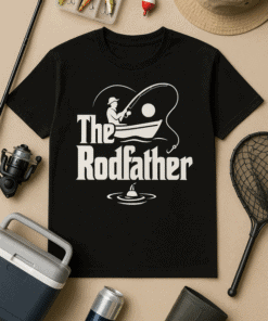 Fishing T-shirt for Fathers Day, The RodFather, fishing lover gift, casual outdoor wear, fishing shirt, boat fishing shirt.