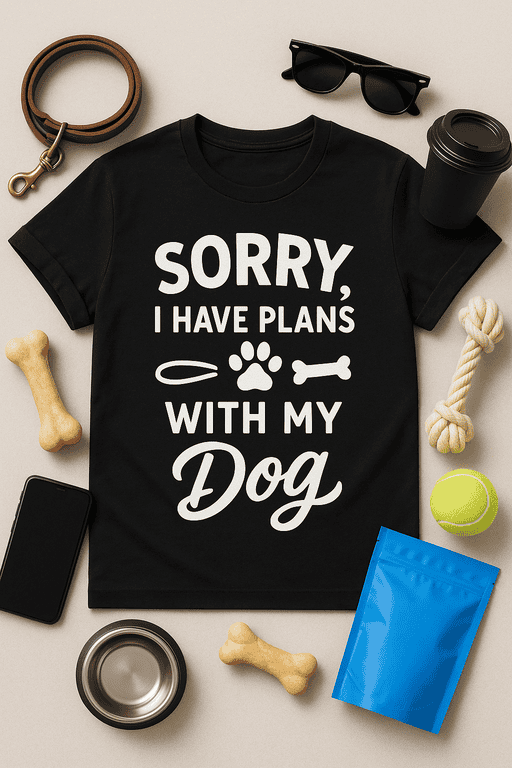 Have plans with my dog T-shirt, funny pet lover T-shirt for dog owners, casual dog-themed graphic tee for dog lovers.