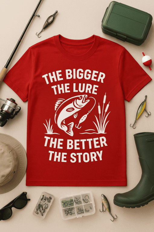 Biggest lure fishing T-shirt for anglers and fishing enthusiasts.