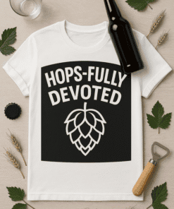 1. Hops-themed T-shirt, beer lovers' apparel, craft beer, graphic tee, humorous gift idea.