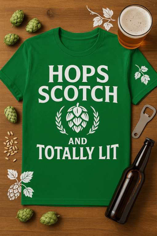 Hop Scotch T-shirt, craft beer humor, funny beer lover tee, beer drinking humor shirt, Hops Scotch tee, beer enthusiast gift.