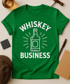 Whiskey Business T-shirt, fun alcohol-themed graphic tee for casual wear and parties.