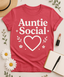 Auntie Social T-shirt hoodie, perfect gift for aunties, casual wear, funny auntie shirt design, trendy graphic tee.