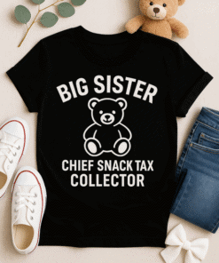 Big sister bear t-shirt with humorous message and baby bear graphic, perfect for playful sibling gift ideas.