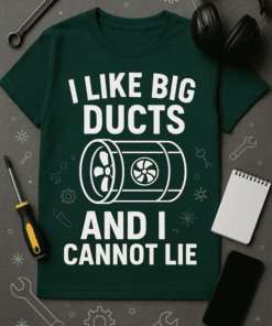 1. Funny HVAC T-shirt with duct graphic and humorous quote for men and women.