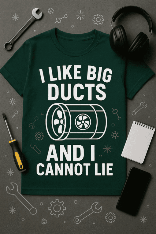1. Funny HVAC T-shirt with duct graphic and humorous quote for men and women.