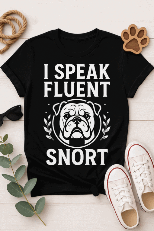 1. Funny dog t-shirt with "I Speak Fluent Snort" text and bulldog graphic.