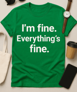 I'm fine. Everything's fine T-shirt, funny quote casual wear, minimalist streetwear, gift idea, comfortable cotton tee.