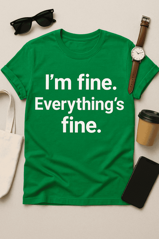 I'm fine. Everything's fine T-shirt, funny quote casual wear, minimalist streetwear, gift idea, comfortable cotton tee.
