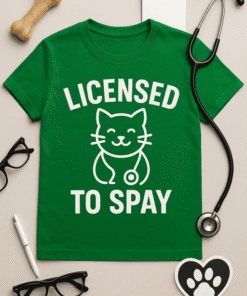 Licensed to Spay Cat T-Shirt, Vet Gift, Spay & Neuter Awareness Tee, Animal Rescue Shirt, Humane Pet Care.