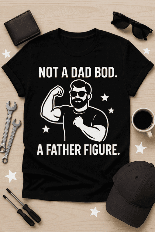 Strong Dad Joke T-shirt with Muscular Man Graphic, Funny Father's Day Gift Idea.