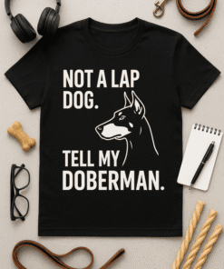 - Not a lap dog dog t-shirt for dog lovers and Doberman owners.