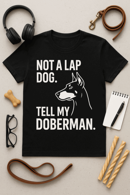 - Not a lap dog dog t-shirt for dog lovers and Doberman owners.