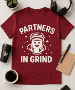 Coffee cup with smiley face, trendy slogan t-shirt for coffee lovers, casual wear, fun graphic tee for coffee enthusiasts.