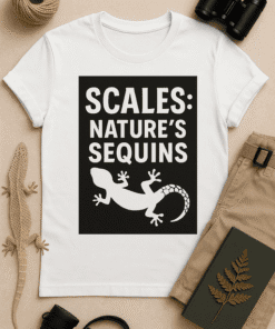 Lizard graphic t-shirt with nature-themed quote for outdoor enthusiasts and wildlife lovers.