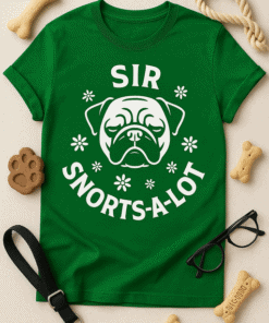 Dog t-shirt with humorous slogan about snorting, perfect for pet lovers, fun casual apparel.